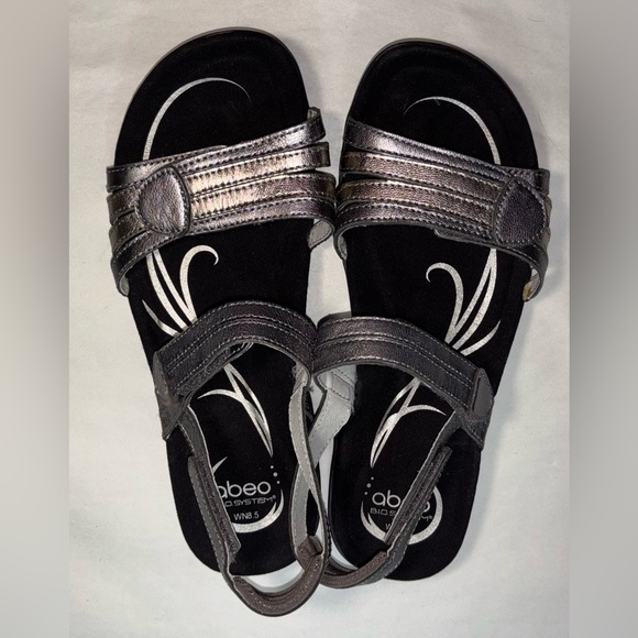 Abeo Shoes - Abeo Bio Systems Women's Metallic 2 Toned Silver Strappy Adjustable Sandals New